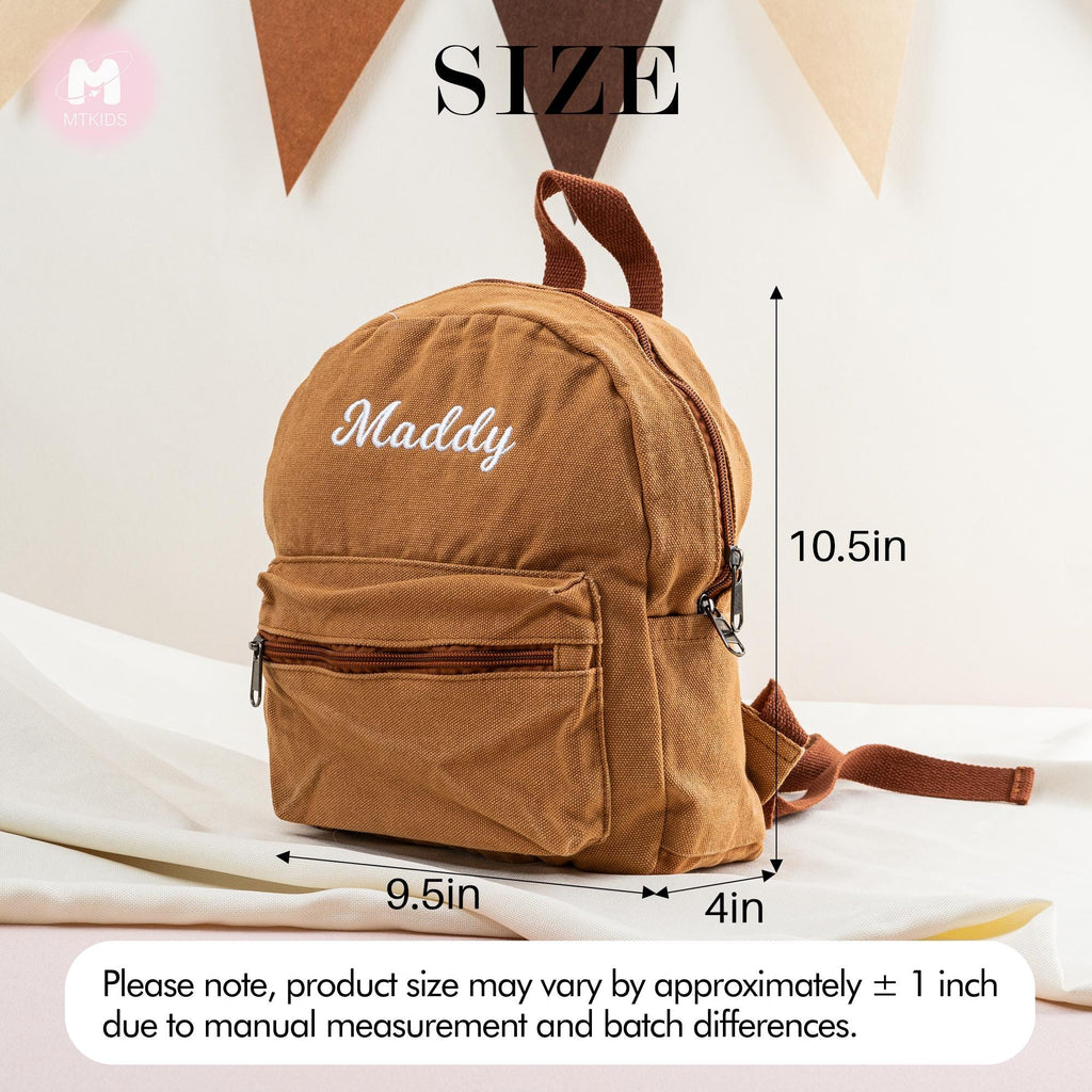 Personalized Canvas Kids Backpack: Embroidered Toddler Book Bag