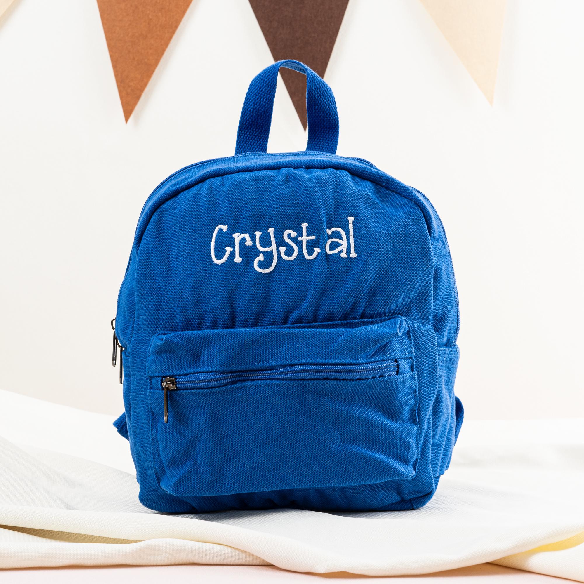 Personalized Canvas Kids Backpack: Embroidered Toddler Book Bag
