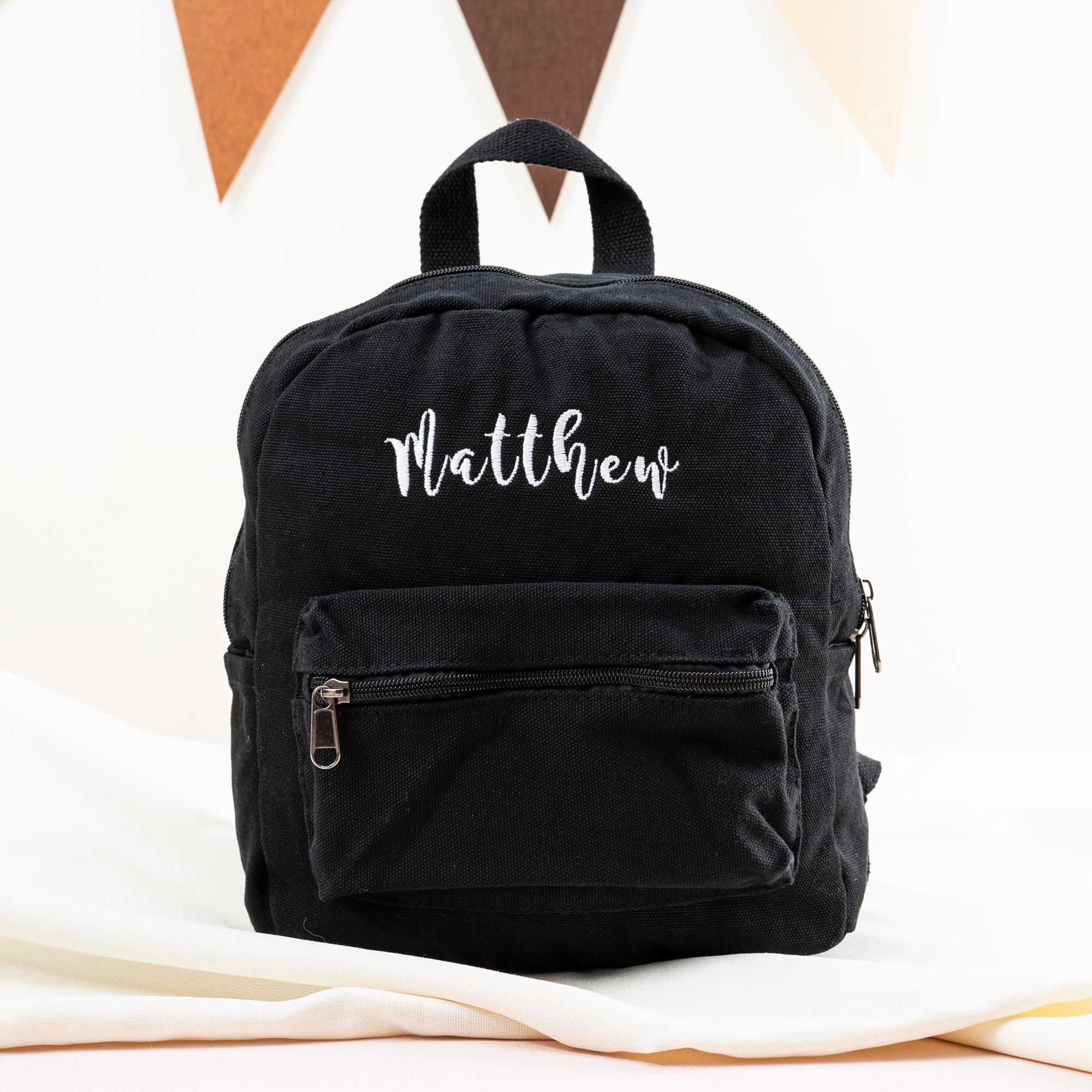 Personalized Canvas Kids Backpack: Embroidered Toddler Book Bag