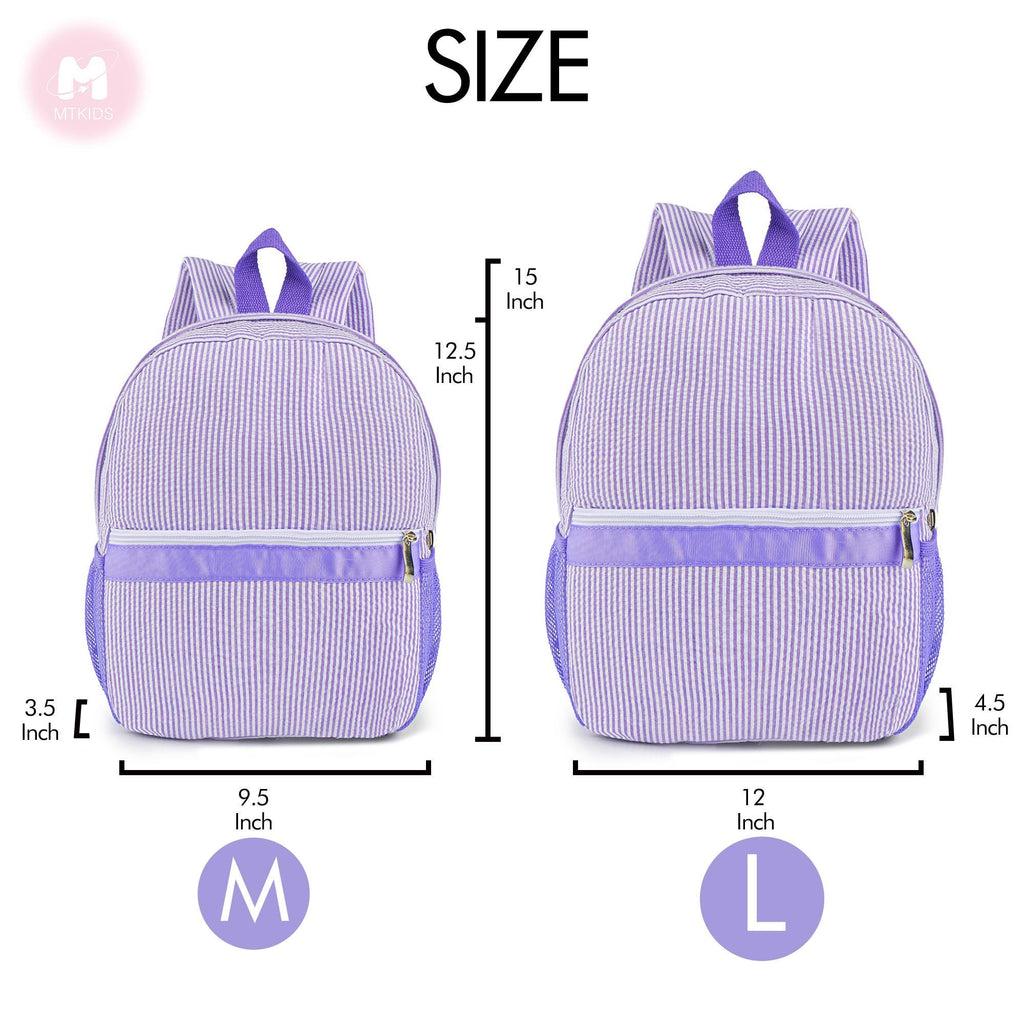 Personalized Kids Backpack: Embroidered Initial Seersucker School Bag