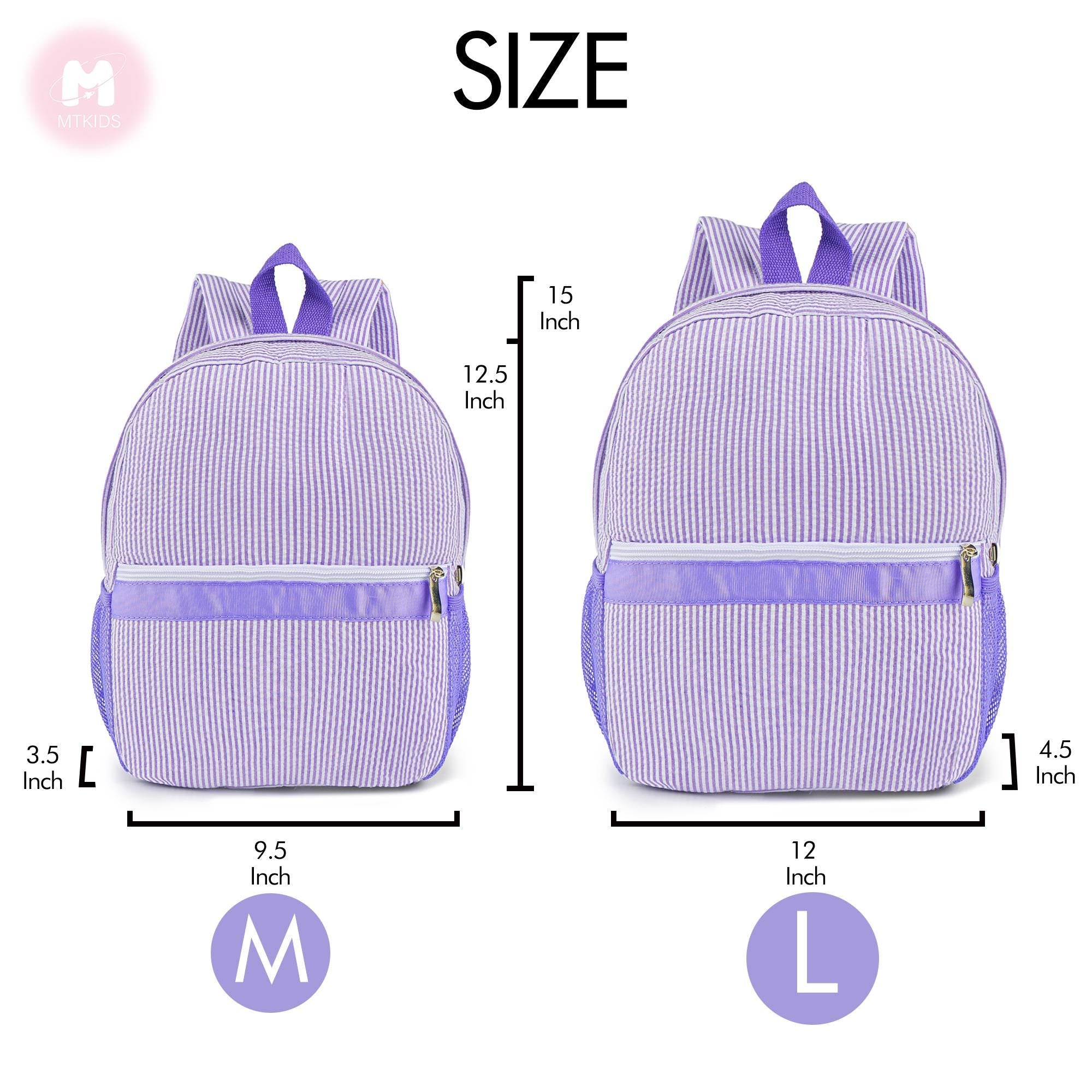 Personalized Kids Backpack: Embroidered Initial Seersucker School Bag