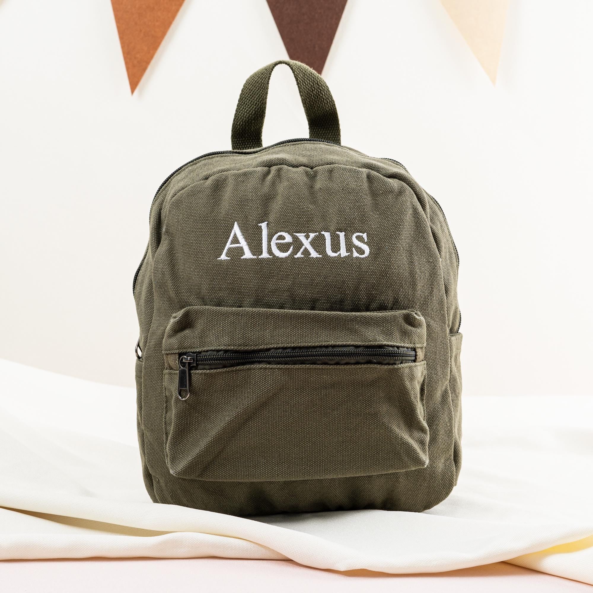Personalized Canvas Kids Backpack: Embroidered Toddler Book Bag
