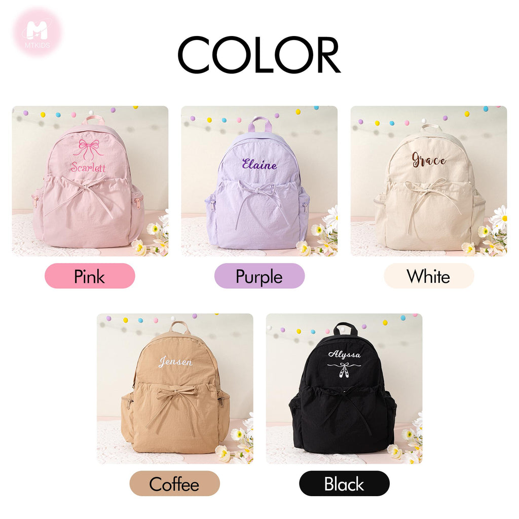 Personalized Dance Backpack: Embroidered Name, Bow Accent - Ballet Bag, Toddler School Backpack