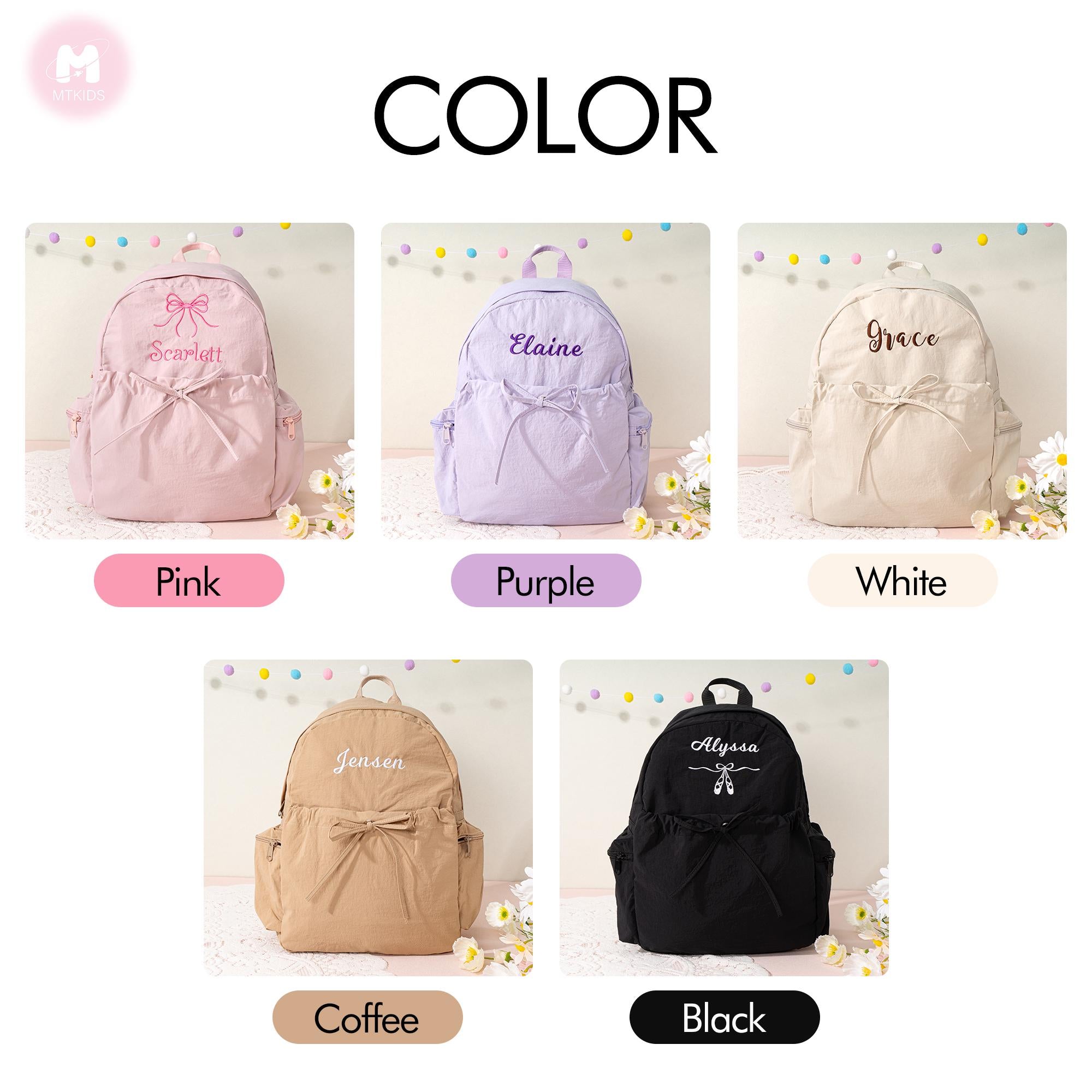 Personalized Dance Backpack: Embroidered Name, Bow Accent - Ballet Bag, Toddler School Backpack