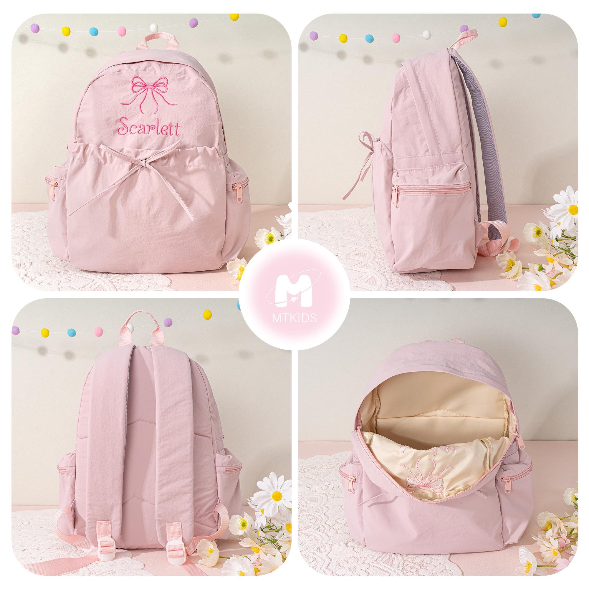 Personalized Dance Backpack: Embroidered Name, Bow Accent - Ballet Bag, Toddler School Backpack