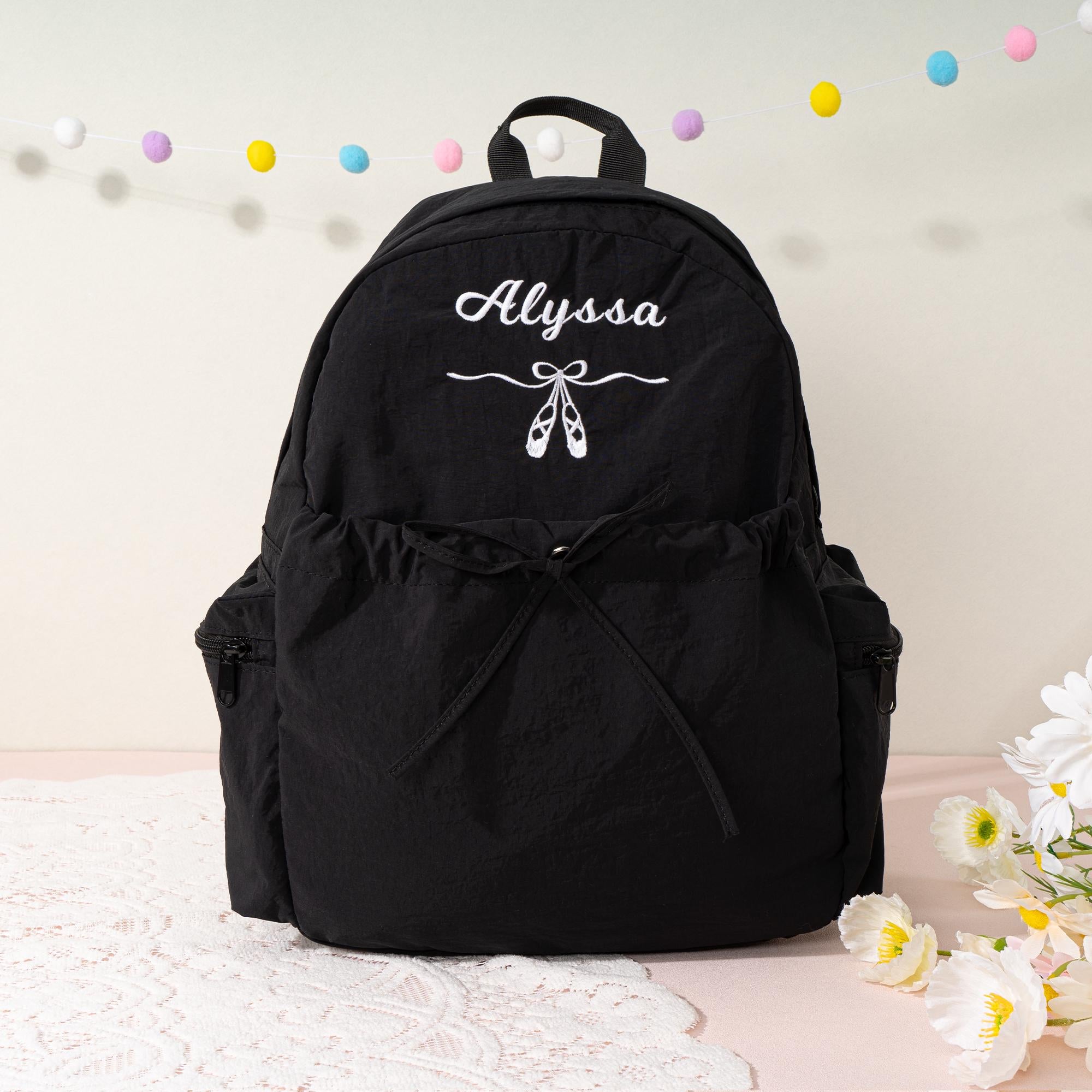 Personalized Dance Backpack: Embroidered Name, Bow Accent - Ballet Bag, Toddler School Backpack