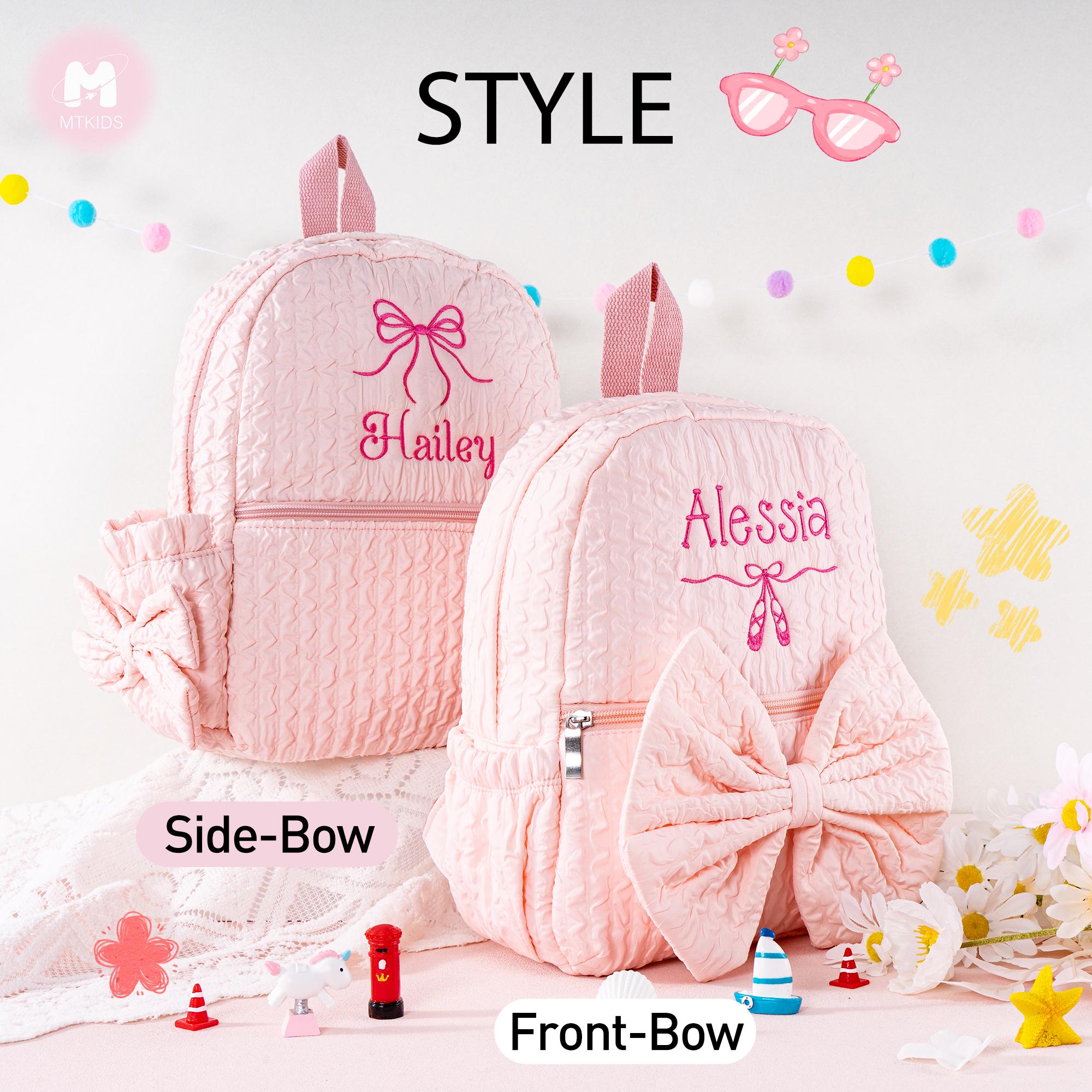 Personalized Ballet Backpack: Seersucker Dance Bag with Bow