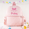 Personalized Ballet Backpack: Seersucker Dance Bag with Bow
