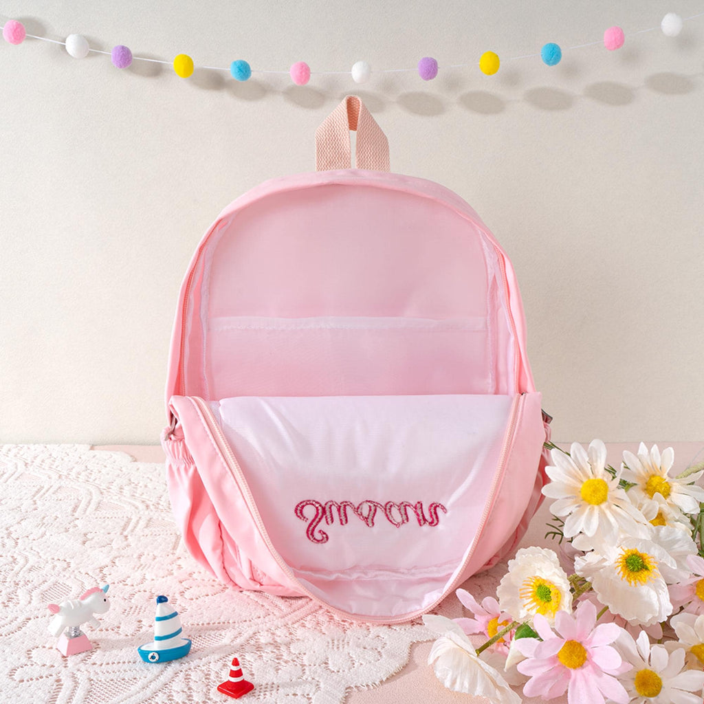 Personalized Flower Quilted Backpack with Bow: Toddler Preschool Bookbag