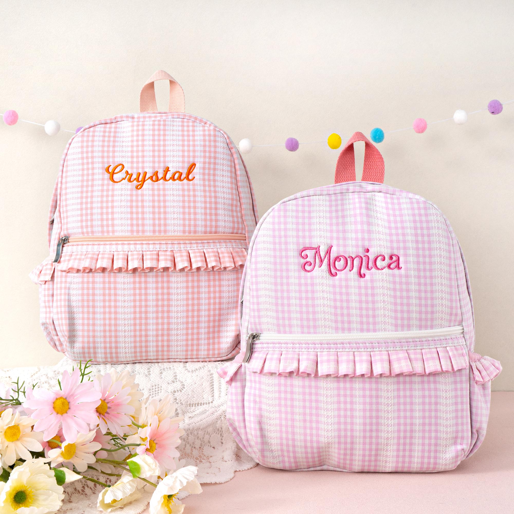 Personalized Toddler Backpack Girl: Ruffle Trim, Embroidered Name