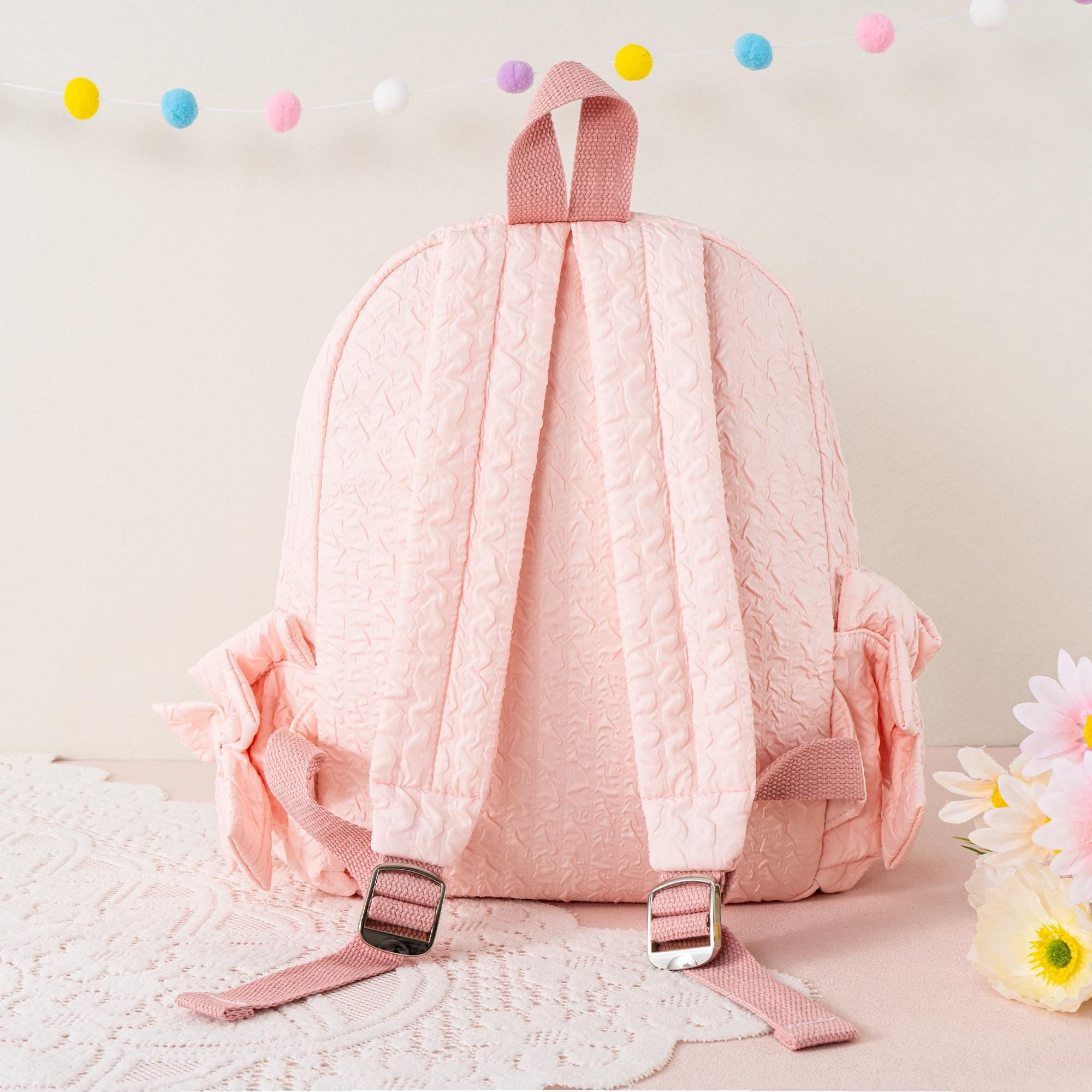 Personalized Seersucker Dance Backpack: Sparkly Ballerina, Lace Bow