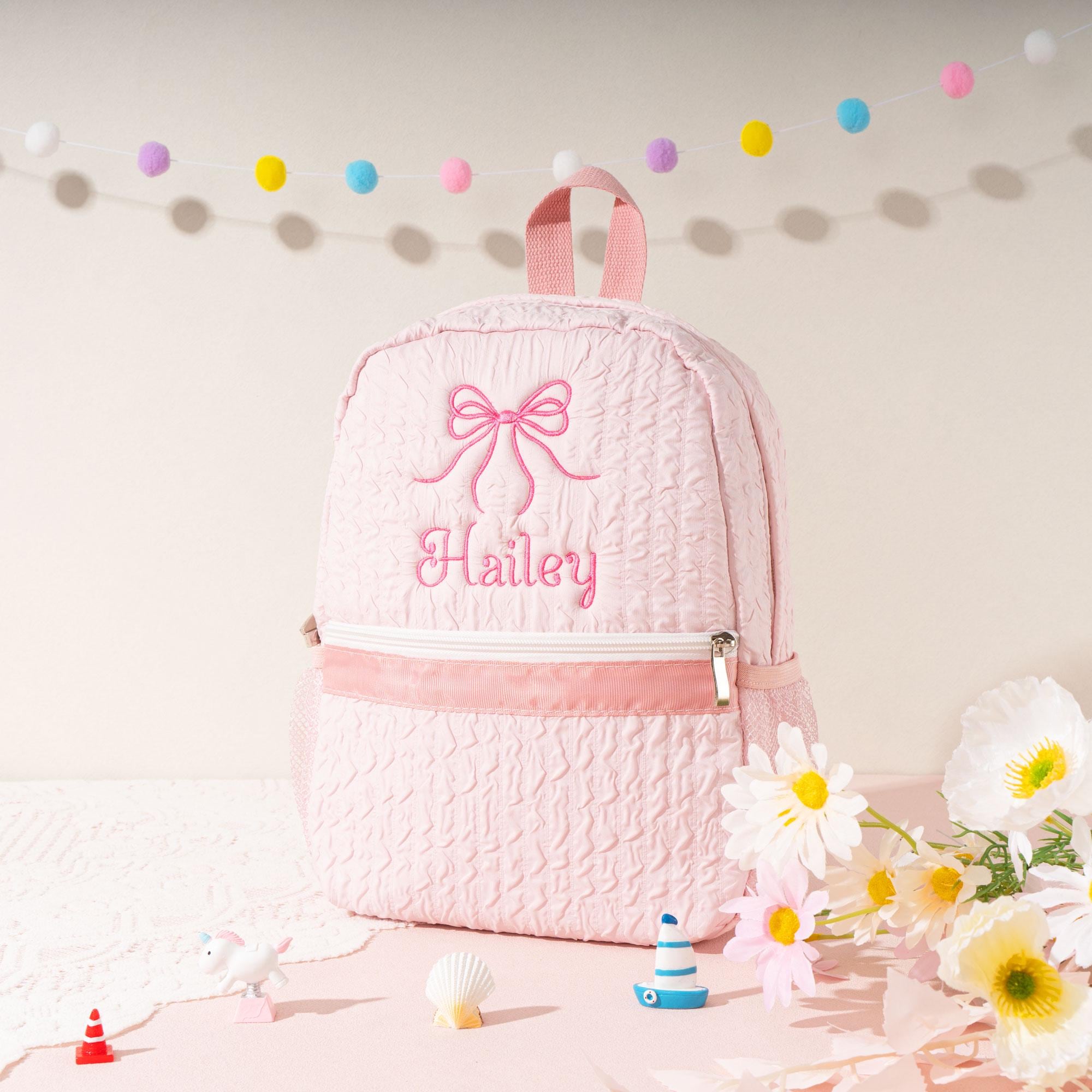 Personalized Seersucker Toddler Backpack: Ballet, Dance, or Travel