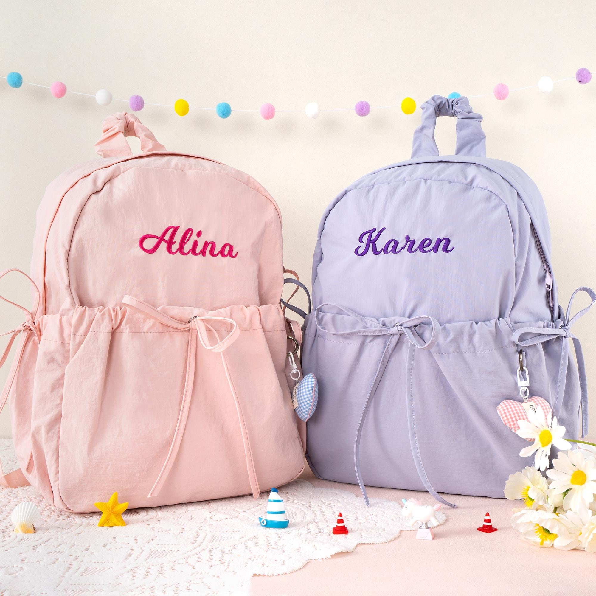 Personalized Kids Backpack with Bow: Preppy Toddler School Bag