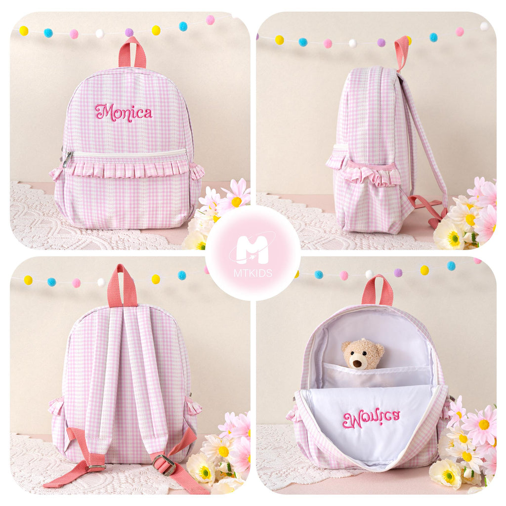 Ruffle Lace Backpack for Little Girls: Personalized Kids Bookbag
