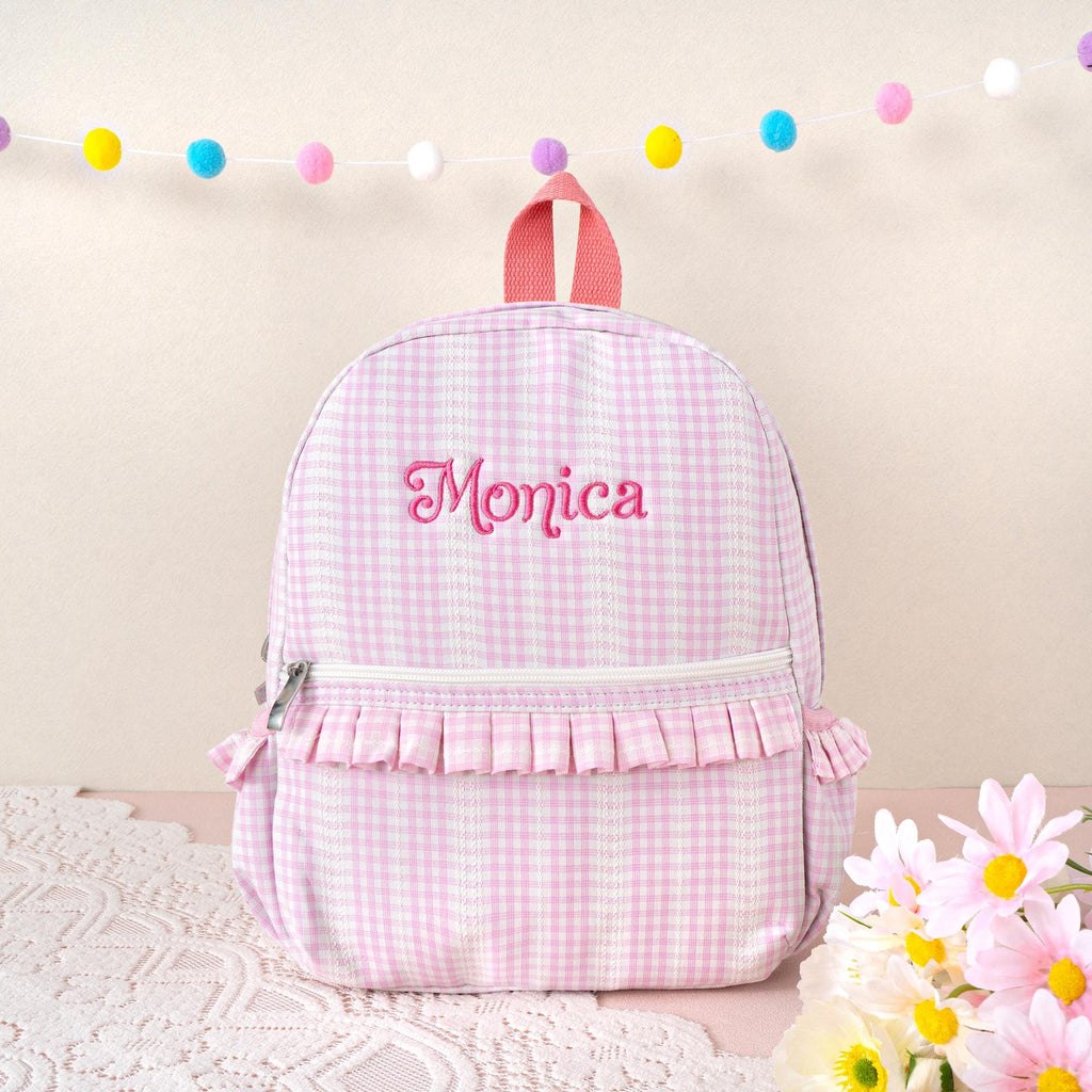 Ruffle Lace Backpack for Little Girls: Personalized Kids Bookbag