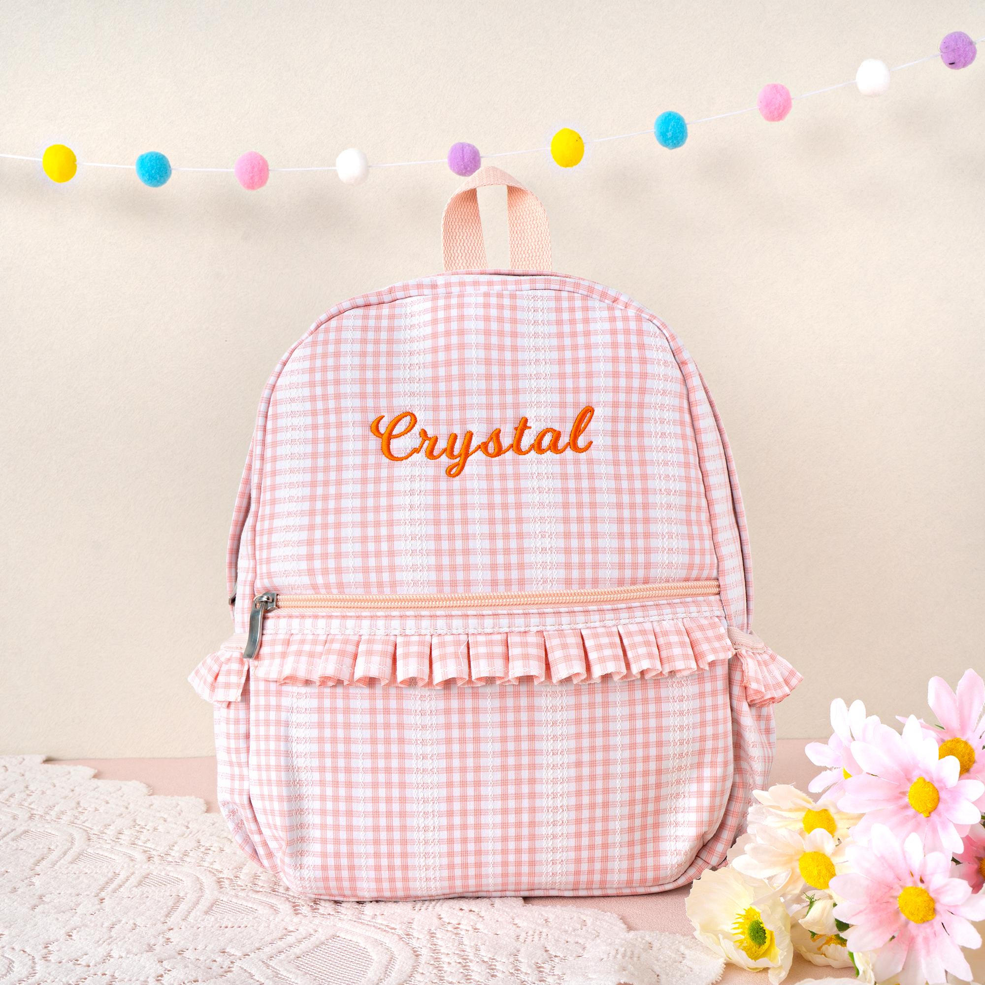 Ruffle Lace Backpack for Little Girls: Personalized Kids Bookbag