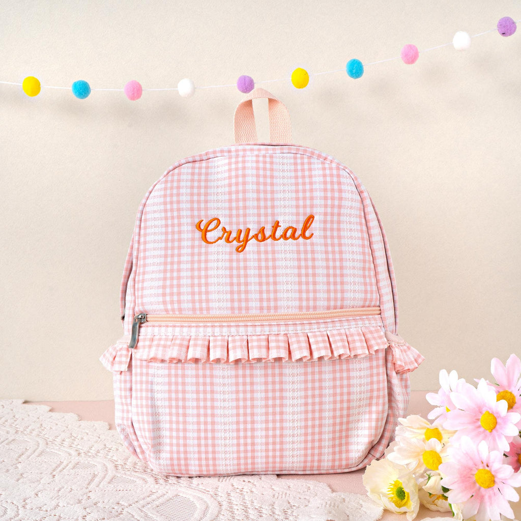 Personalized Toddler Backpack Girl: Ruffle Trim, Embroidered Name