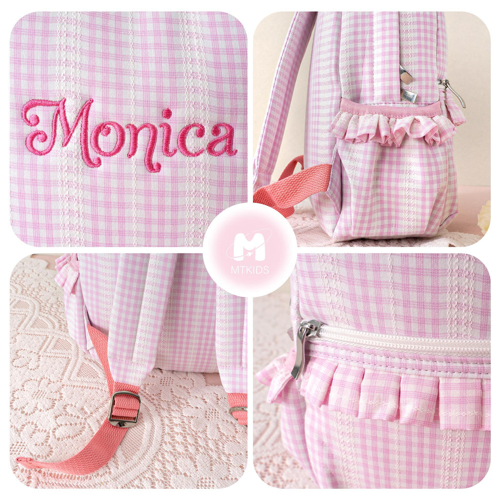Ruffle Lace Backpack for Little Girls: Personalized Kids Bookbag