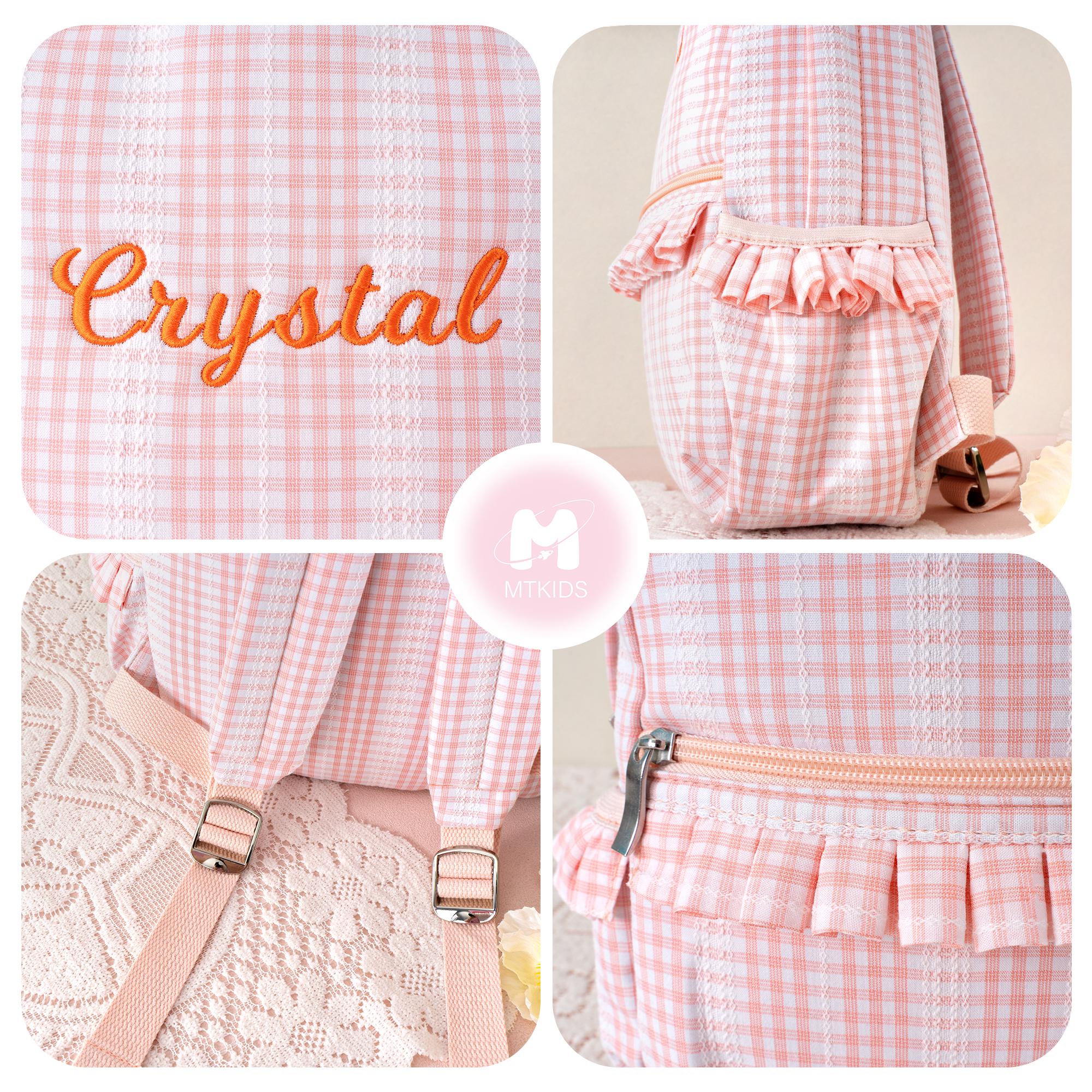 Personalized Toddler Backpack Girl: Ruffle Trim, Embroidered Name