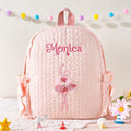 Personalized Seersucker Dance Backpack: Sparkly Ballerina, Lace Bow