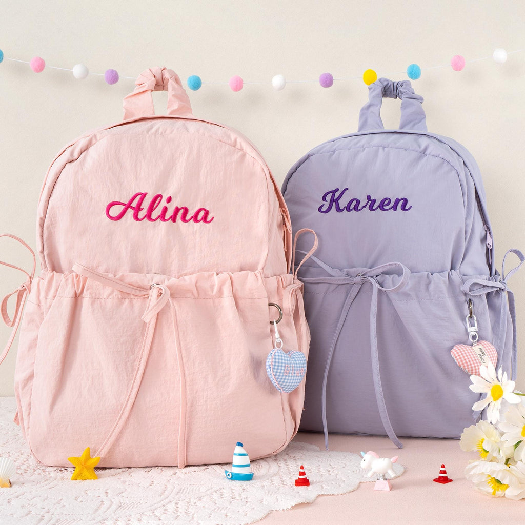 Personalized Kids Backpack with Bow: Preppy Toddler School Bag