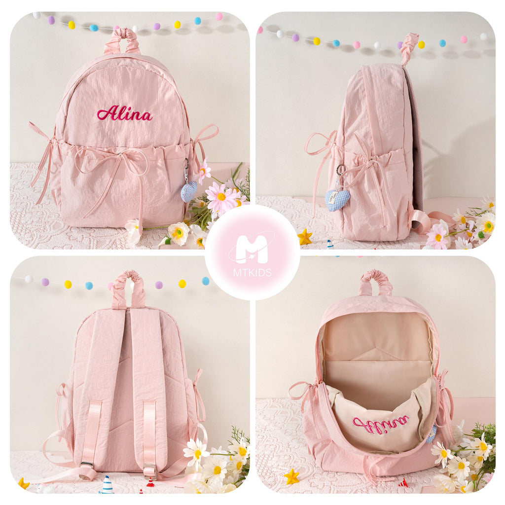 Personalized Kids Backpack with Bow: Preppy Toddler School Bag