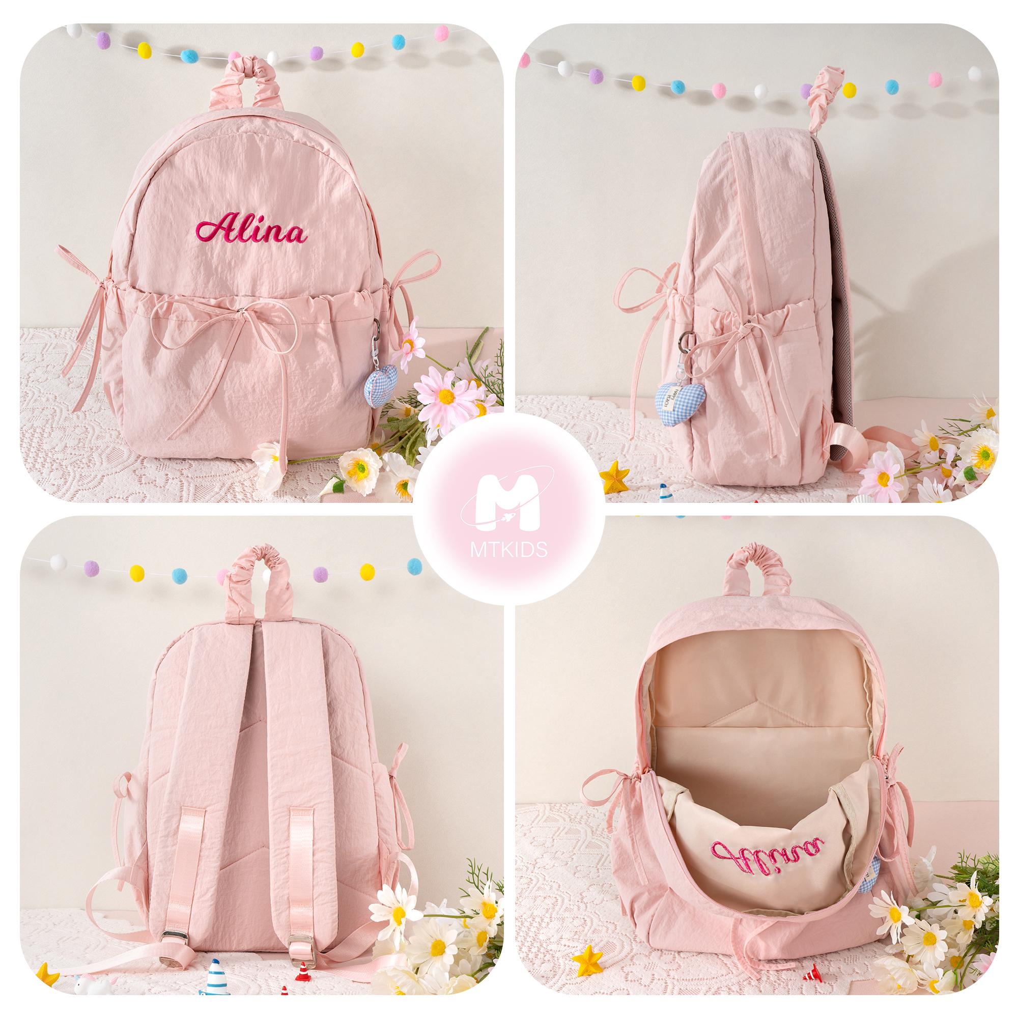 Personalized Kids Backpack with Bow: Preppy Toddler School Bag