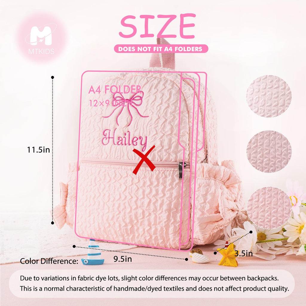 Personalized Ballet Backpack: Seersucker Dance Bag with Bow