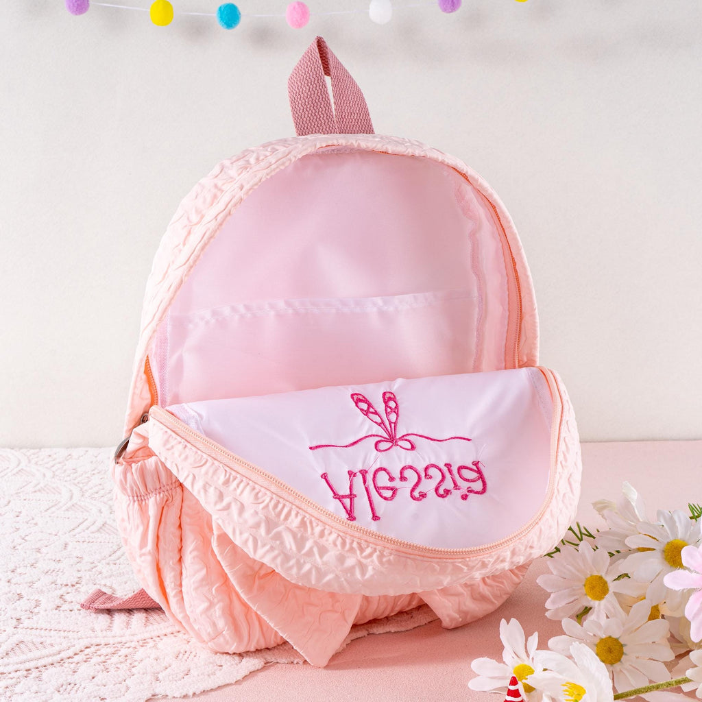 Personalized Ballet Backpack: Seersucker Dance Bag with Bow