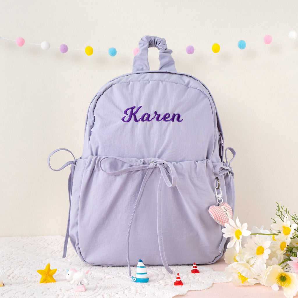 Personalized Kids Backpack with Bow: Preppy Toddler School Bag