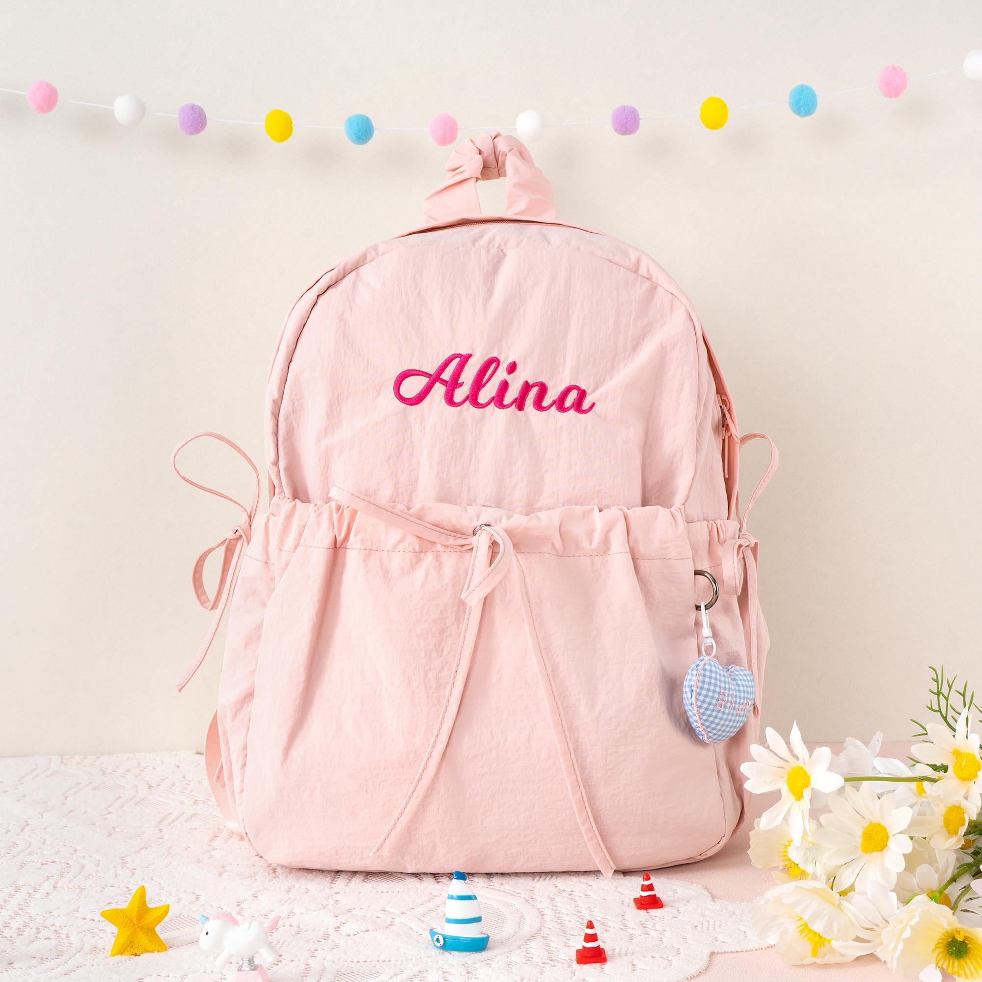 Personalized Kids Backpack with Bow: Preppy Toddler School Bag
