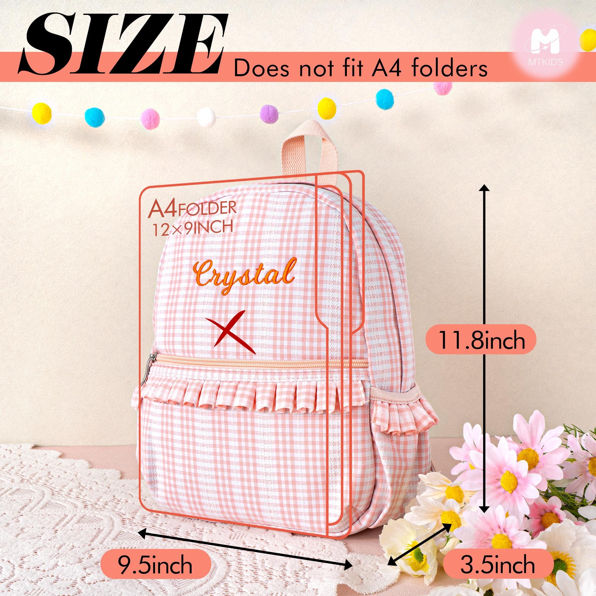 Ruffle Lace Backpack for Little Girls: Personalized Kids Bookbag