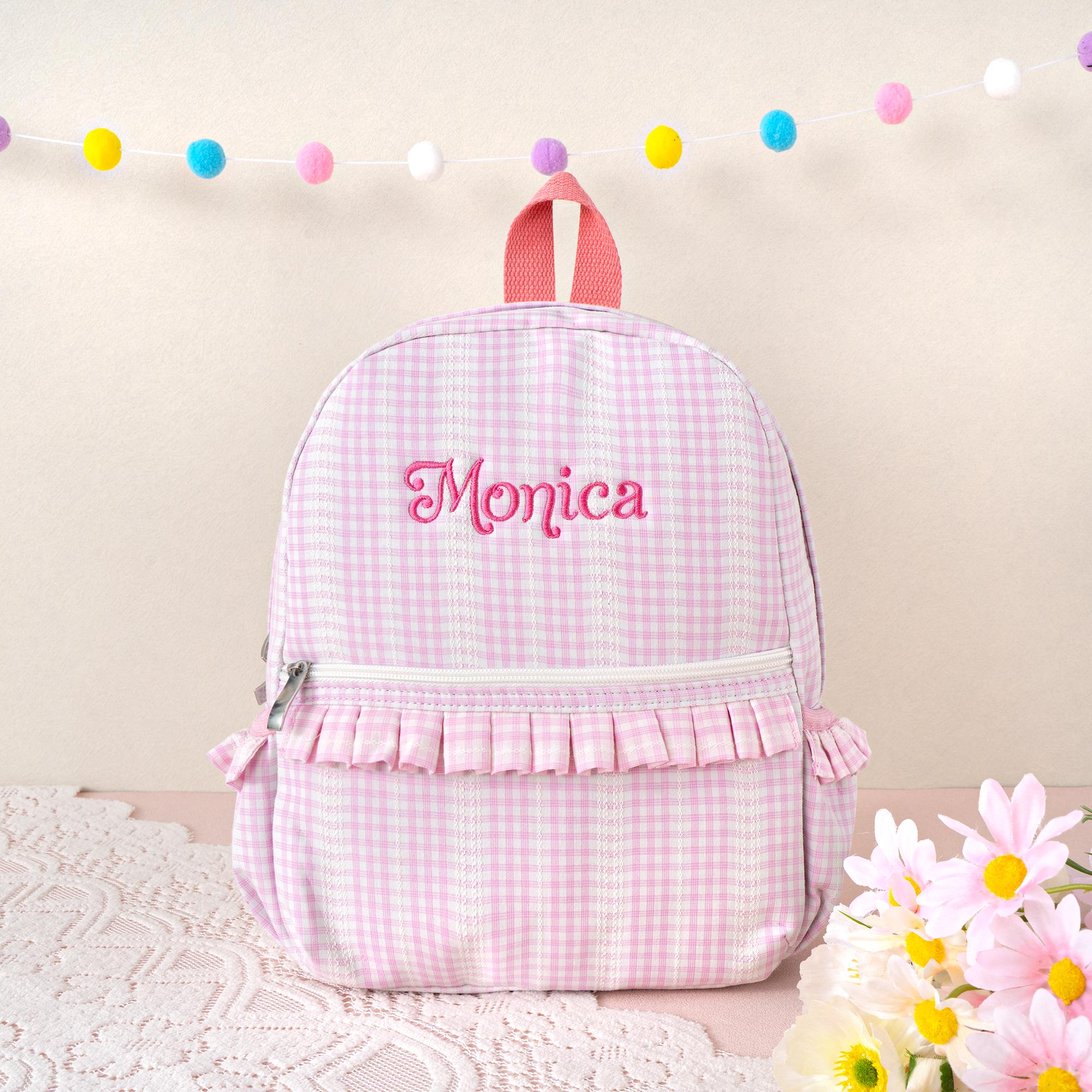 Personalized Toddler Backpack Girl: Ruffle Trim, Embroidered Name