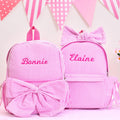Seersucker Toddler Backpack: Personalized Kids Backpack with Bow, Little Girls Pink Sparkling Dance Bag