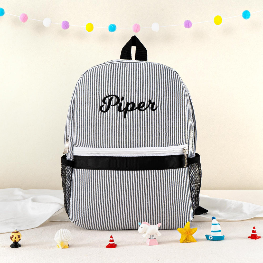 Toddler Backpack, Personalized Kids' Backpack, Seersucker Preppy School Bookbag, Child Gift, Boys Girls Bag