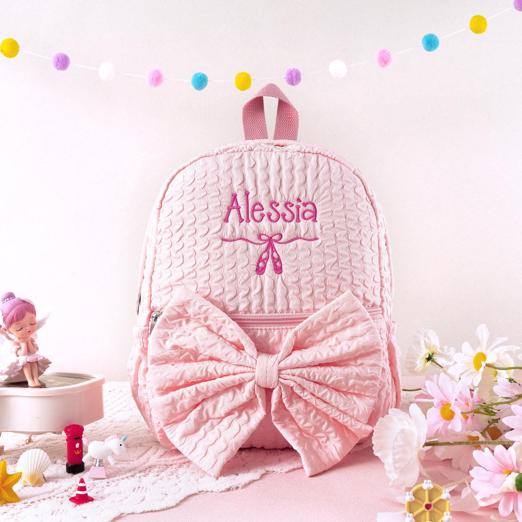 Toddler Backpack: Custom Baby Girl Diaper Bag, Kids School Bag with Bow, Dance Gift