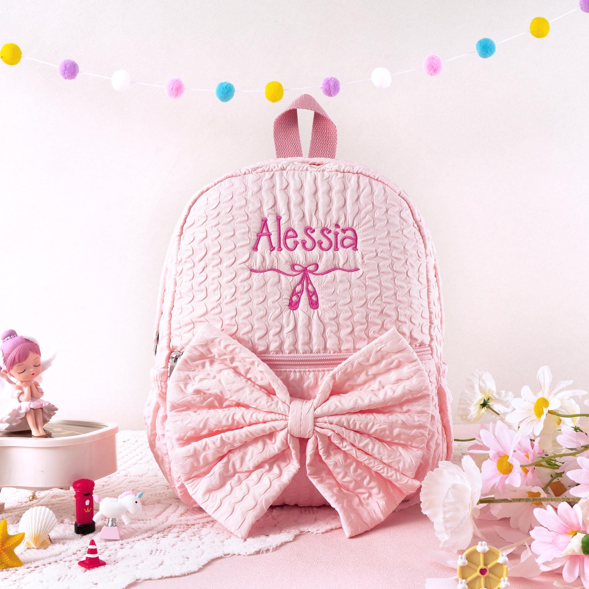 Toddler Backpack: Custom Baby Girl Diaper Bag, Kids School Bag with Bow, Dance Gift