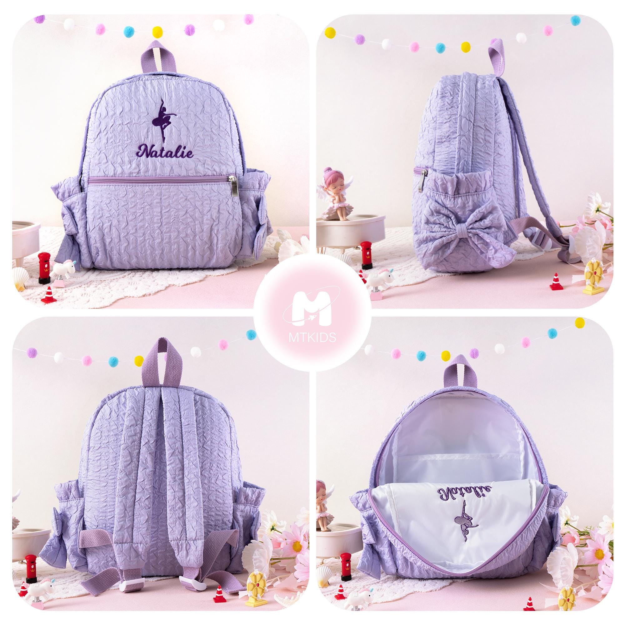 Toddler Backpack: Custom Baby Girl Diaper Bag, Kids School Bag with Bow, Dance Gift