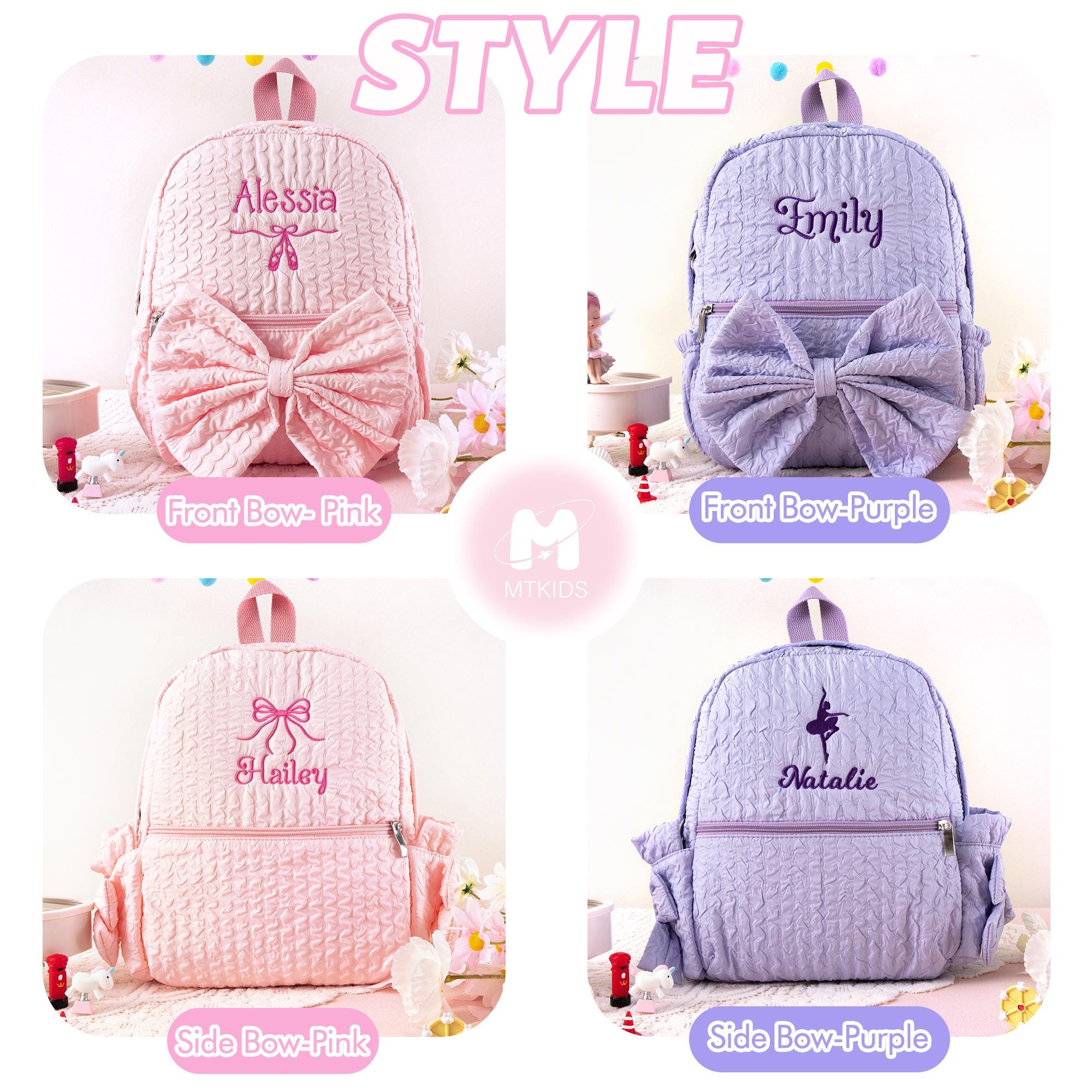 Toddler Backpack: Custom Baby Girl Diaper Bag, Kids School Bag with Bow, Dance Gift