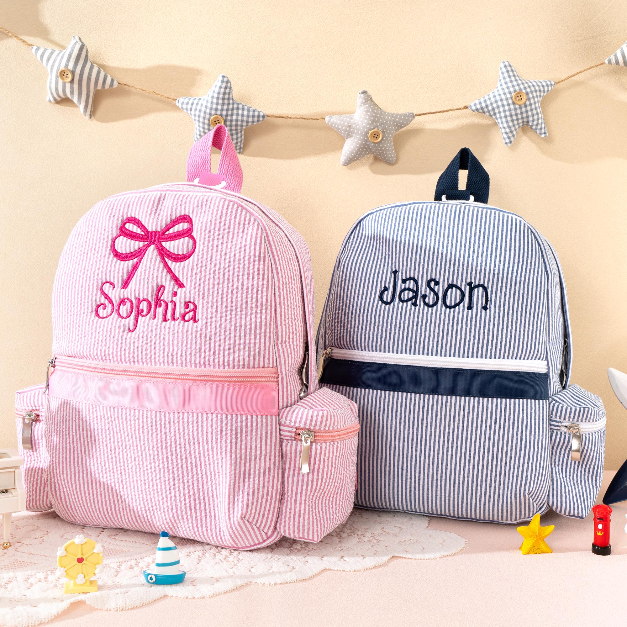 Personalized Toddler Backpack • Seersucker Book Bag • Back to School Kids Gift