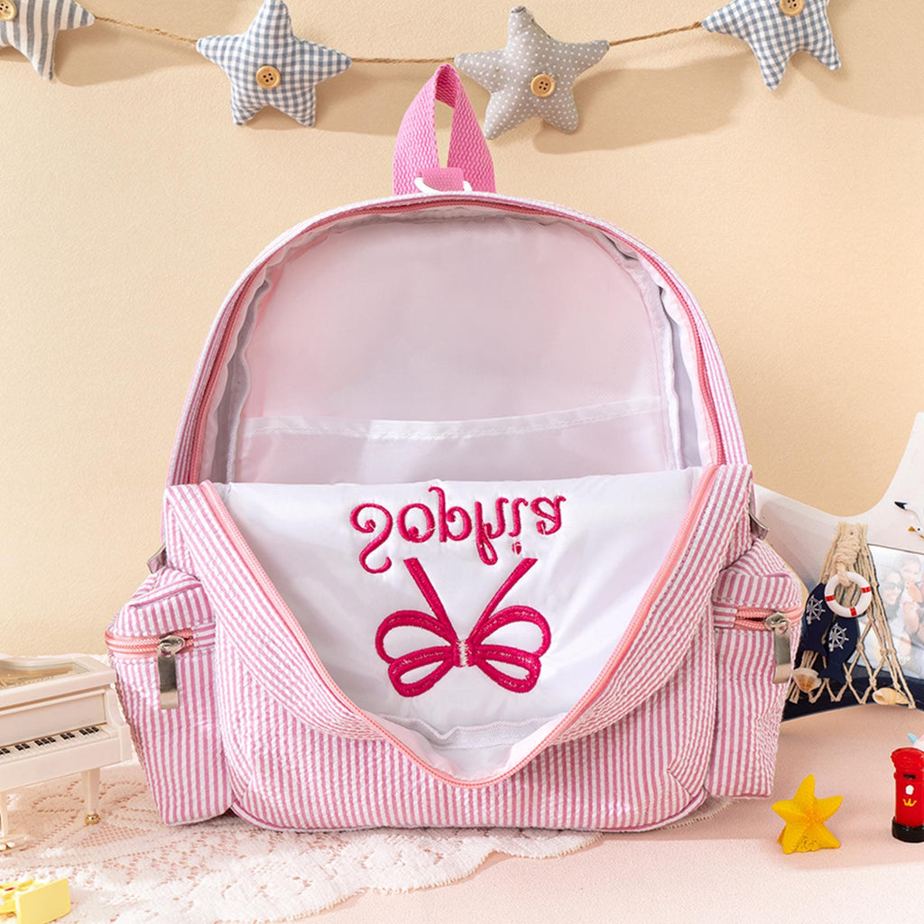 Personalized Toddler Backpack • Seersucker Book Bag • Back to School Kids Gift