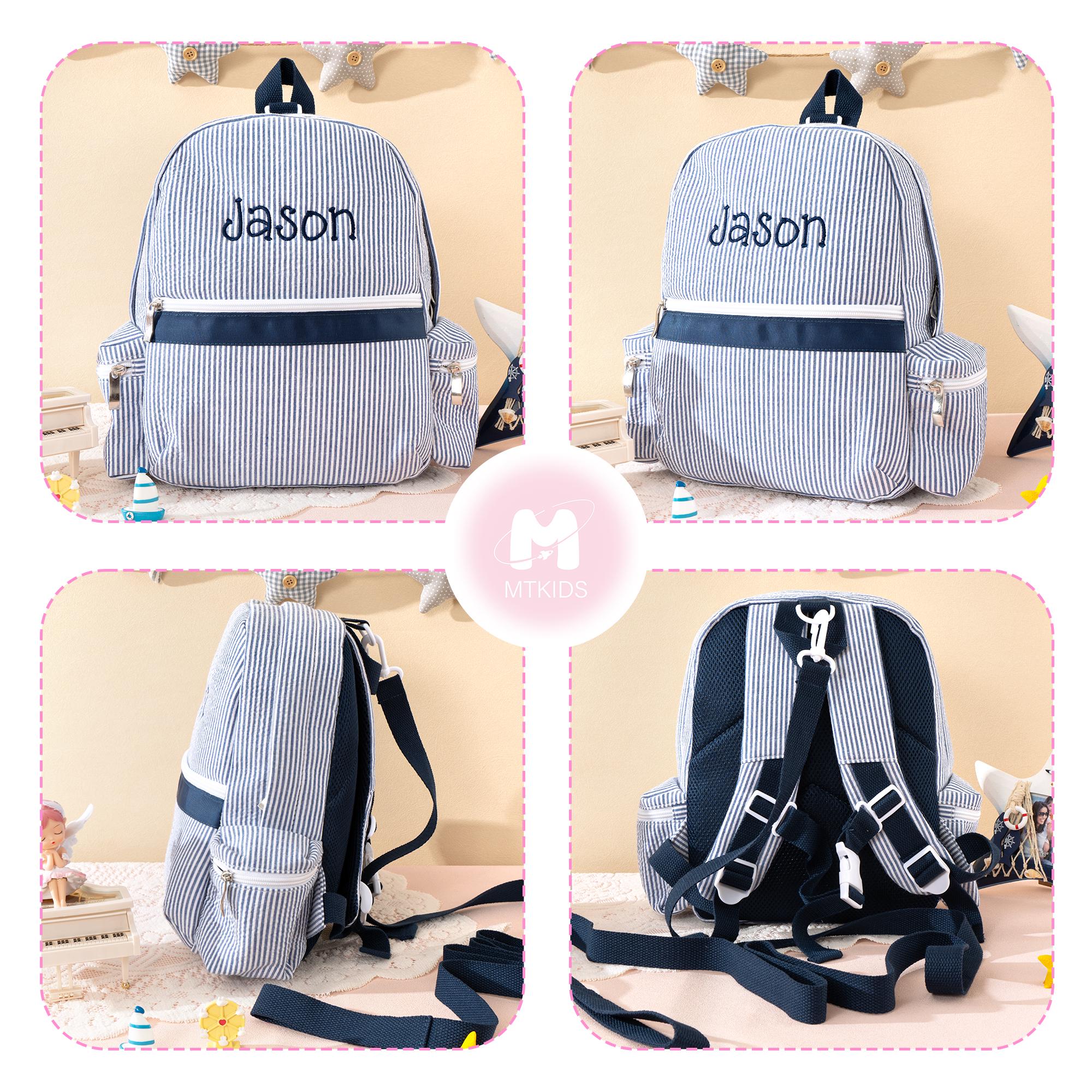 Personalized Toddler Backpack • Seersucker Book Bag • Back to School Kids Gift