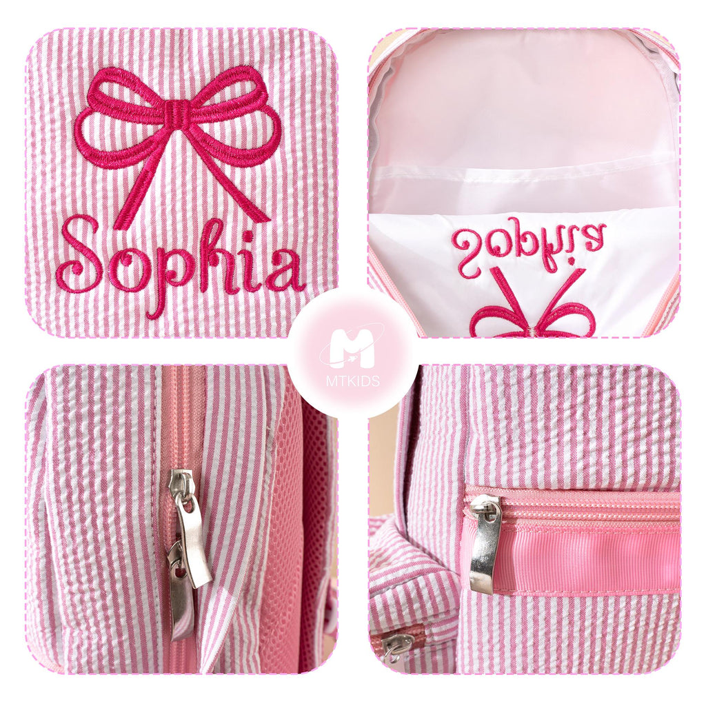 Personalized Toddler Backpack • Seersucker Book Bag • Back to School Kids Gift