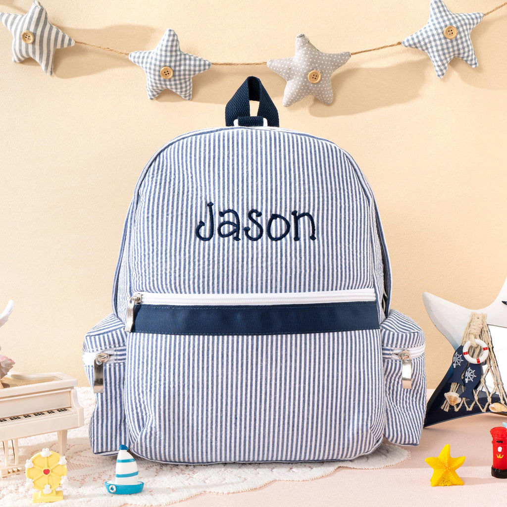 Personalized Toddler Backpack • Seersucker Book Bag • Back to School Kids Gift