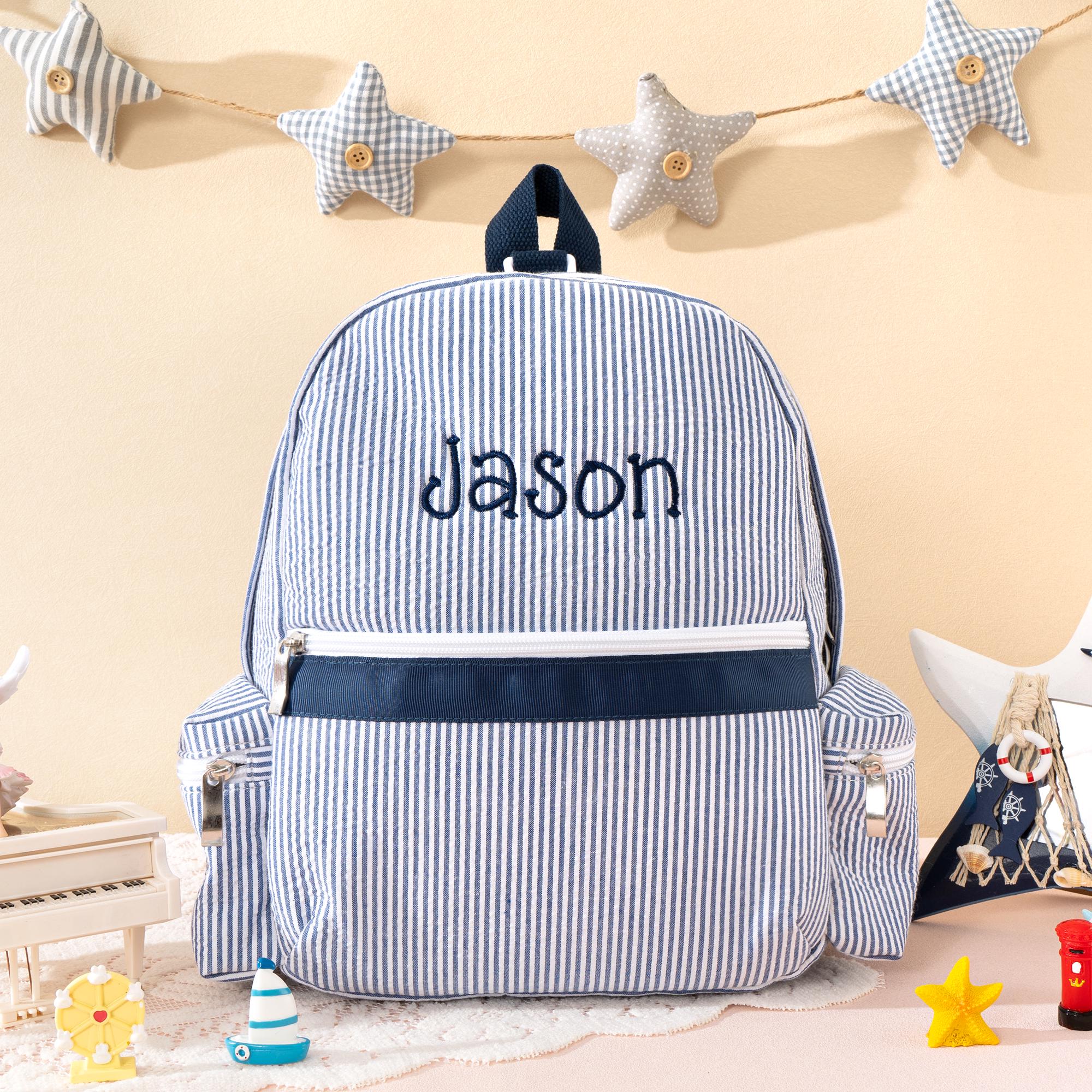 Personalized Toddler Backpack • Seersucker Book Bag • Back to School Kids Gift