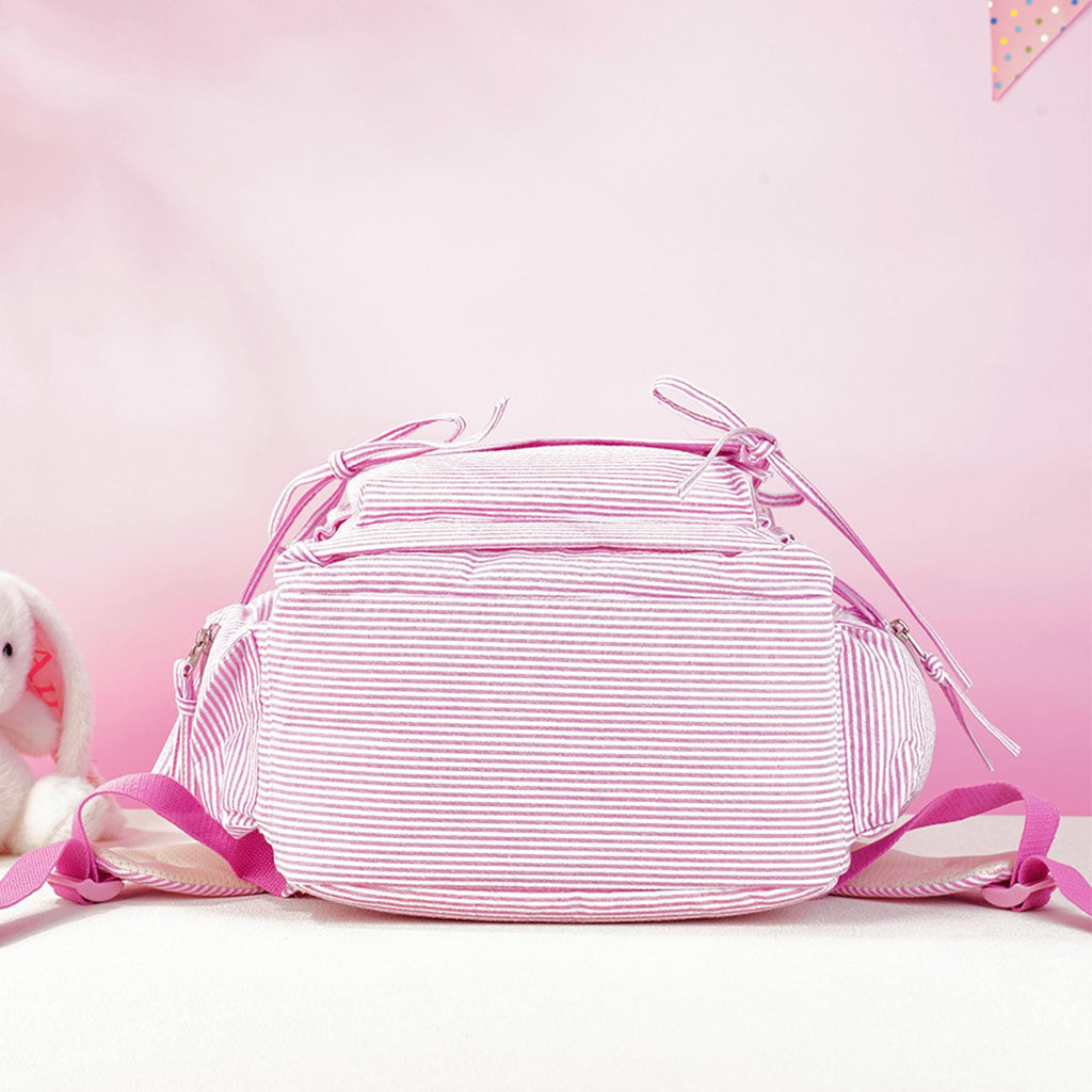 Toddler Backpack, Personalized Seersucker Bookbag for Girls, Custom Embroidered Kids School Bag for Moms