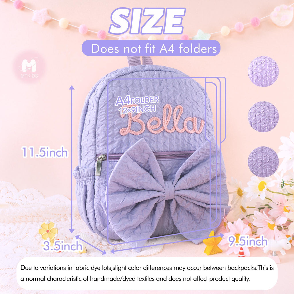 Toddler Backpack with Bow, Personalized Kindergarten Gift, Girls Dance Bag
