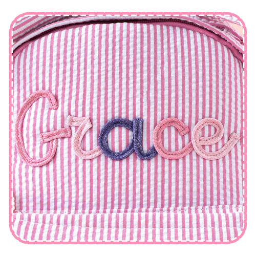 Dance Backpack for Little Girls, Toddler Seersucker School Book Bag, Pink Sparkling Bag
