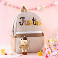Personalized Toddler Seersucker Backpack, Hand Stitched Cord Name, Kids Kindergarten Summer Camp Gift