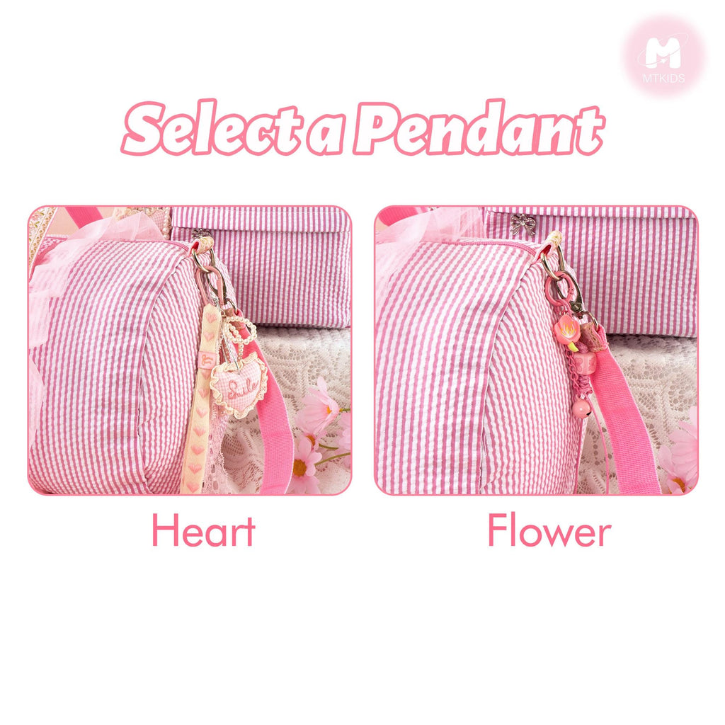 Dance Backpack for Little Girls, Toddler Seersucker School Book Bag, Pink Sparkling Bag